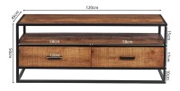 Meuble TV collection MADEIRO Structure métal et bois exotique de Mangolia. Idéal pour un salon de style industriel.