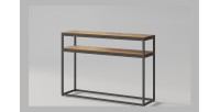 Console de salon style industriel en bois massif exotique de Mangolia et structure métal. Collection MADEIRO