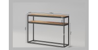 Console de salon style industriel en bois massif exotique de Mangolia et structure métal. Collection MADEIRO