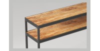 Console de salon style industriel en bois massif exotique de Mangolia et structure métal. Collection MADEIRO
