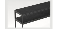 Console de salon style industriel en bois massif exotique de Mangolia noir et structure métal. Collection MADEIRO
