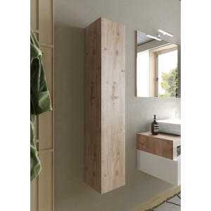 Meuble de salle de bain suspendu, 1porte, collection BURA. Coloris chêne clair