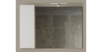 Miroir design avec rangement, 110x75 cm, collection BURA, coloris blanc brillant et chêne clair