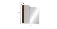 Miroir design avec rangement, 110x75 cm, collection BURA, coloris blanc brillant et chêne clair