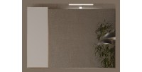 Miroir design avec rangement, 110x75 cm, collection BURA, coloris blanc brillant et chêne clair