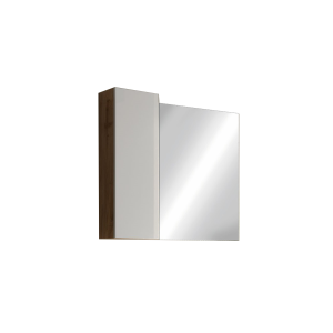 Miroir design avec rangement, 92x75 cm, collection BURA, coloris blanc brillant et chêne clair