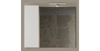 Miroir design avec rangement, 92x75 cm, collection BURA, coloris blanc brillant et chêne clair