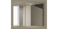 Miroir design avec rangement, 110x75 cm, collection BURA, coloris blanc brillant et béton