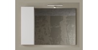 Miroir design avec rangement, 110x75 cm, collection BURA, coloris blanc brillant et béton