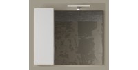 Miroir design avec rangement, 92x75 cm, collection BURA, coloris blanc brillant et béton