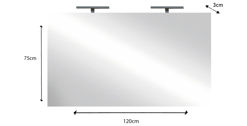Miroir design avec 2 leds, 120x75 cm, collection KUBRICK