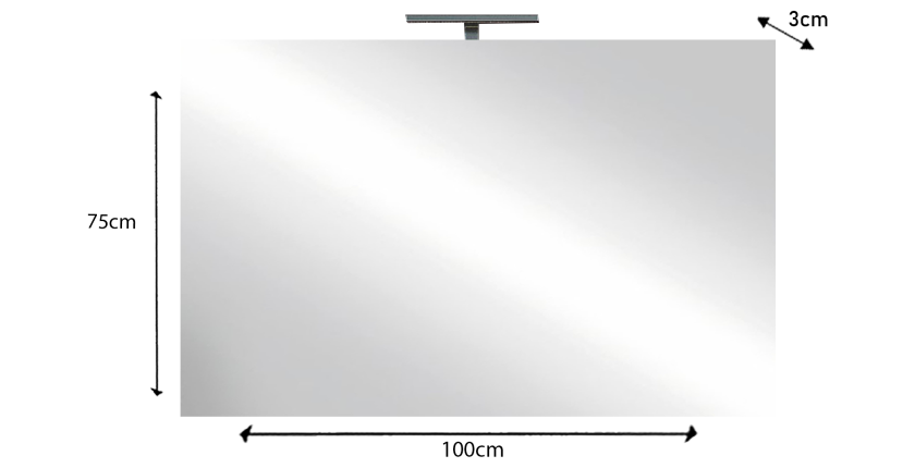 Miroir design avec led, 100x75 cm, collection KUBRICK
