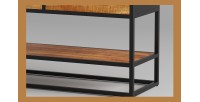 Console de salon avec tiroir et étagère de style industriel en bois massif exotique de Mangolia. Collection MADEIRO