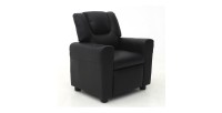 Mini fauteuil relax ITCHI relevable manuellement matière PU couleur noir, idéal pour un salon confortable.