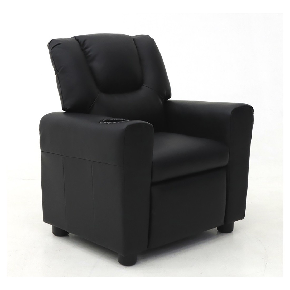 Mini fauteuil relax ITCHI relevable manuellement matière PU couleur noir, idéal pour un salon confortable.