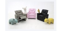 Mini fauteuil relax ITCHI relevable manuellement matière PU couleur noir, idéal pour un salon confortable.