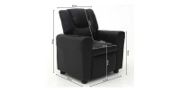 Mini fauteuil relax ITCHI relevable manuellement matière PU couleur noir, idéal pour un salon confortable.