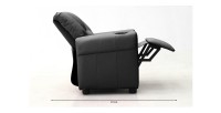 Mini fauteuil relax ITCHI relevable manuellement matière PU couleur noir, idéal pour un salon confortable.