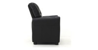 Mini fauteuil relax ITCHI relevable manuellement matière PU couleur noir, idéal pour un salon confortable.