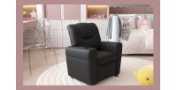 Mini fauteuil relax ITCHI relevable manuellement matière PU couleur noir, idéal pour un salon confortable.