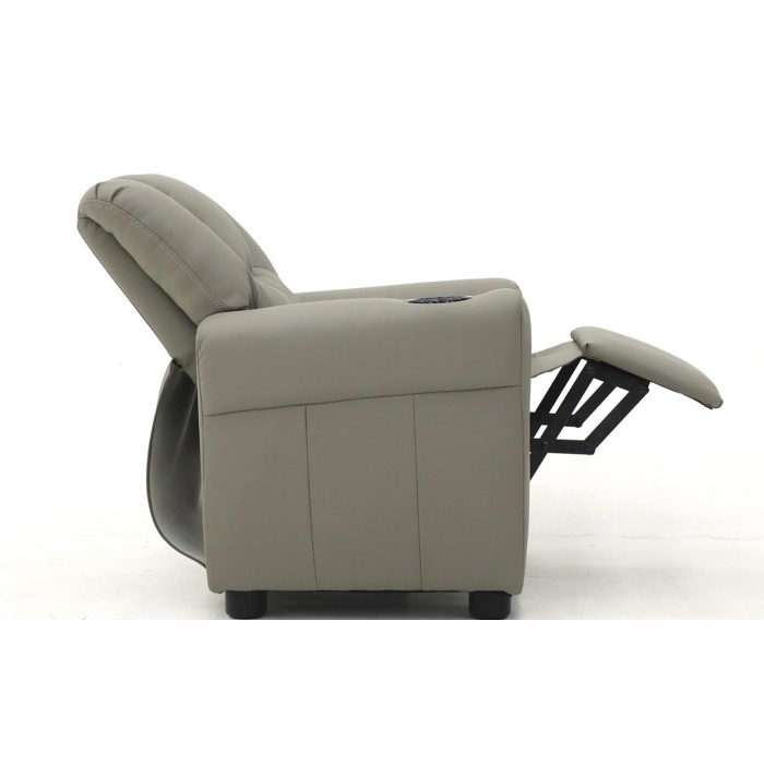 Mini fauteuil relax ITCHI relevable manuellement matière PU couleur gris, idéal pour un salon confortable