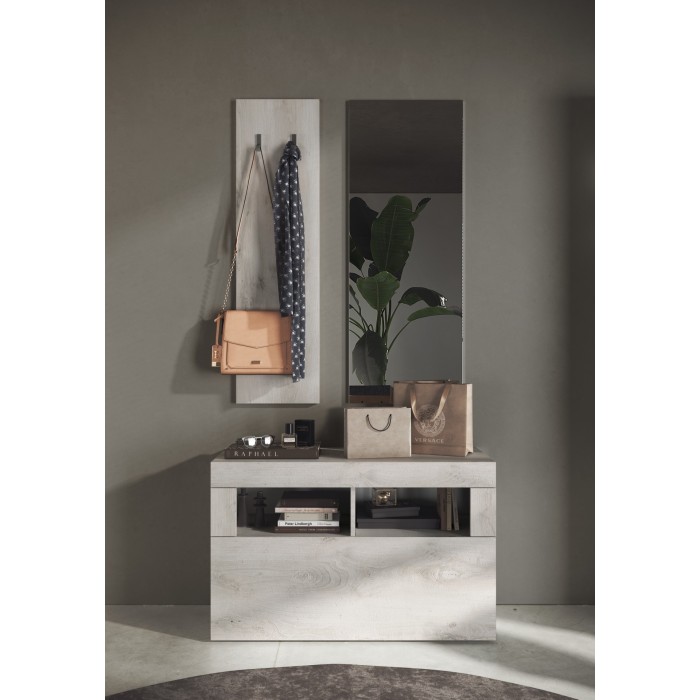 Ensemble de meubles d'entrée, collection CISA, coloris chêne blanc