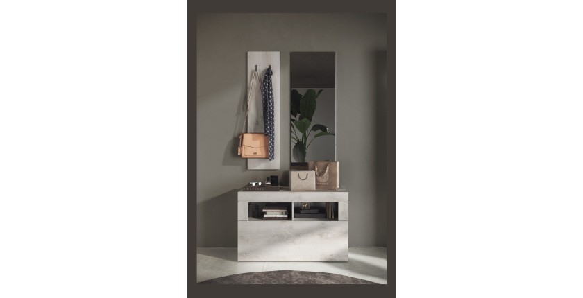 Ensemble de meubles d'entrée, collection CISA, coloris chêne blanc