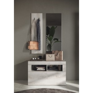 Ensemble de meubles d'entrée, collection CISA, coloris chêne blanc
