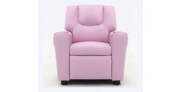 Mini fauteuil relax ITCHI relevable manuellement matière PU couleur rose, idéal pour un salon confortable