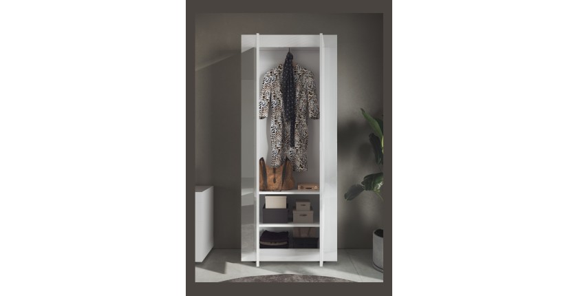 Armoire d'entrée, collection CISA, coloris blanc brillant laqué