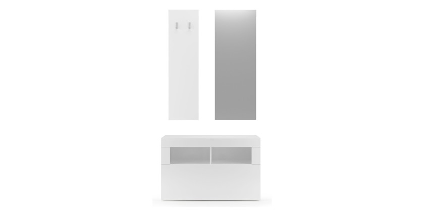 Ensemble de meubles d'entrée, collection CISA, coloris blanc brillant laqué