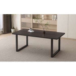 Table à manger EDWAR longueur 180cm en décor bois brun foncé, idéal pour une salle à manger conviviale