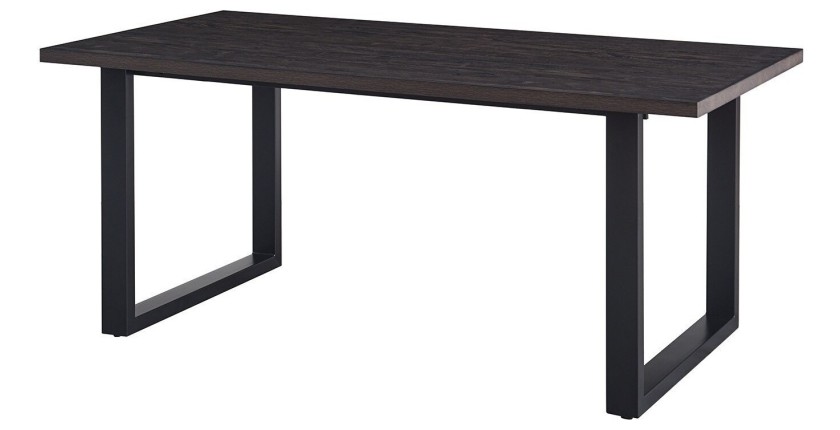 Table à manger EDWAR longueur 180cm en décor bois brun foncé, idéal pour une salle à manger conviviale