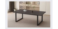 Table à manger EDWAR longueur 200cm en décor bois brun foncé, idéal pour une salle à manger conviviale