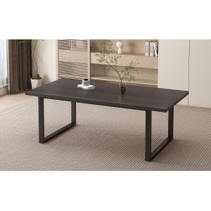 Table à manger EDWAR longueur 200cm en décor bois brun foncé, idéal pour une salle à manger conviviale