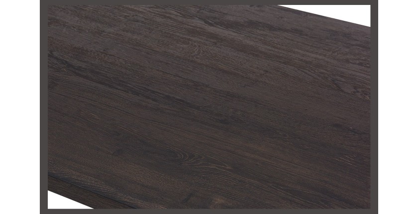 Table à manger EDWAR longueur 200cm en décor bois brun foncé, idéal pour une salle à manger conviviale