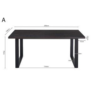 Table à manger EDWAR longueur 200cm en décor bois brun foncé, idéal pour une salle à manger conviviale