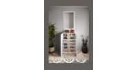 Meuble de rangement 2 portes 5 étagères réglables, collection KEY, coloris blanc laqué brillant et chêne cadiz