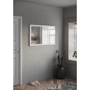 Miroir d'entrée design, 110x68 cm, collection KEY, contour blanc brillant laqué
