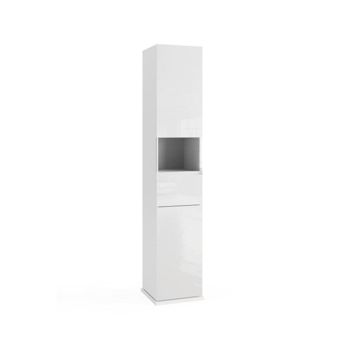 Colonne de salle de bain tournante avec miroir, 2 portes, collection CISA. Coloris blanc brillant