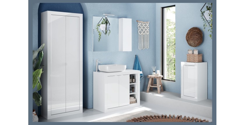 Armoire de salle de bains, 2 portes, collection CISA. Coloris blanc brillant