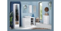 Armoire de salle de bains, 1 porte avec miroir, collection CISA. Coloris blanc brillant