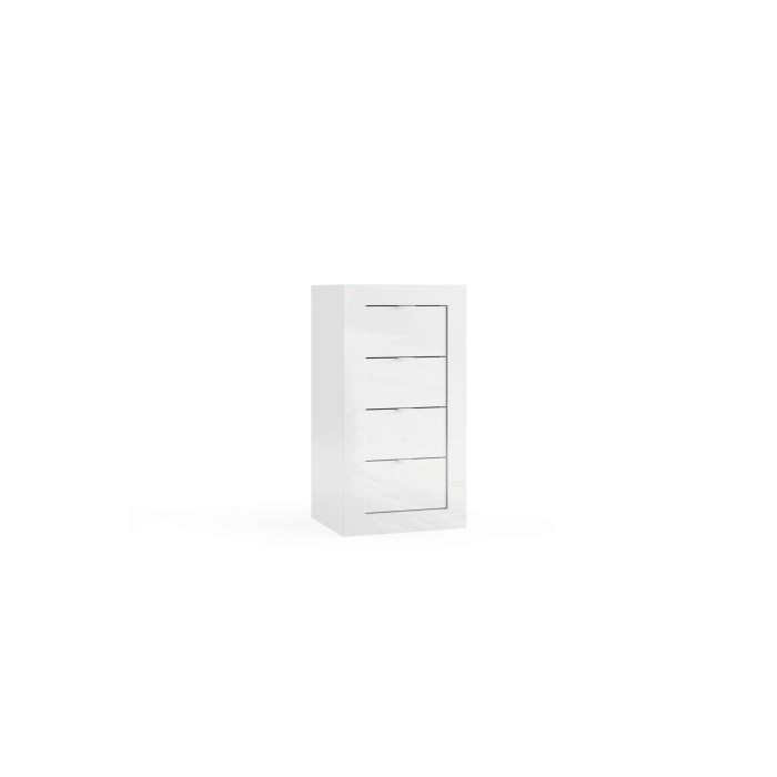 Commode avec 4 tiroirs large 42cm, collection CISA. Coloris blanc brillant
