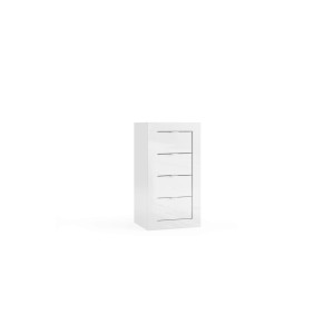 Commode avec 4 tiroirs large 42cm, collection CISA. Coloris blanc brillant