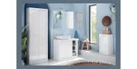 Meuble rangement 1 porte 2 étagères, collection CISA, coloris blanc brillant laqué