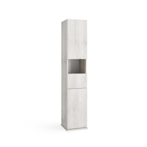 Colonne de salle de bain tournante avec miroir, 2 portes et 1 tiroir, collection CISA. Coloris chêne gris