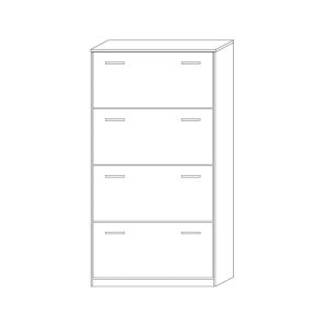 Meuble à chaussures SPACE, 4 tiroirs, coloris blanc, idéal pour une entrée pratique
