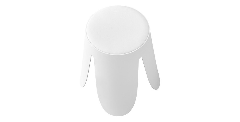 Tabouret OSTIN coloris blanc, grâce a son design atypique il s'adapte a tous types de salon