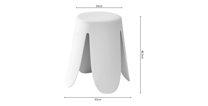 Tabouret OSTIN coloris blanc, grâce a son design atypique il s'adapte a tous types de salon