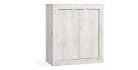 Meuble rangement 2 portes 2 étagères, collection CISA. Coloris chêne gris